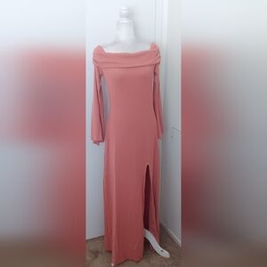 Chic Long Sleeve Coral Dress